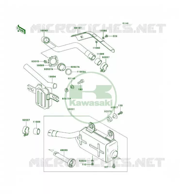 &Eacute;CHAPPEMENT Kawasaki QUAD 300 1995 KLF300 4X4  KLF300-C7A