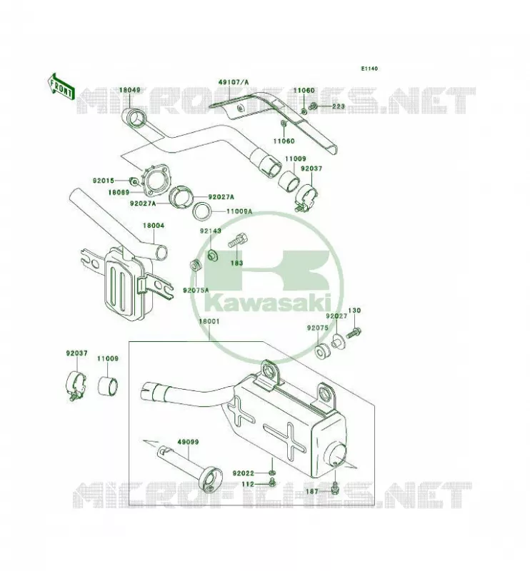 &Eacute;CHAPPEMENT Kawasaki QUAD 300 1996 KLF300 4X4  KLF300-C8