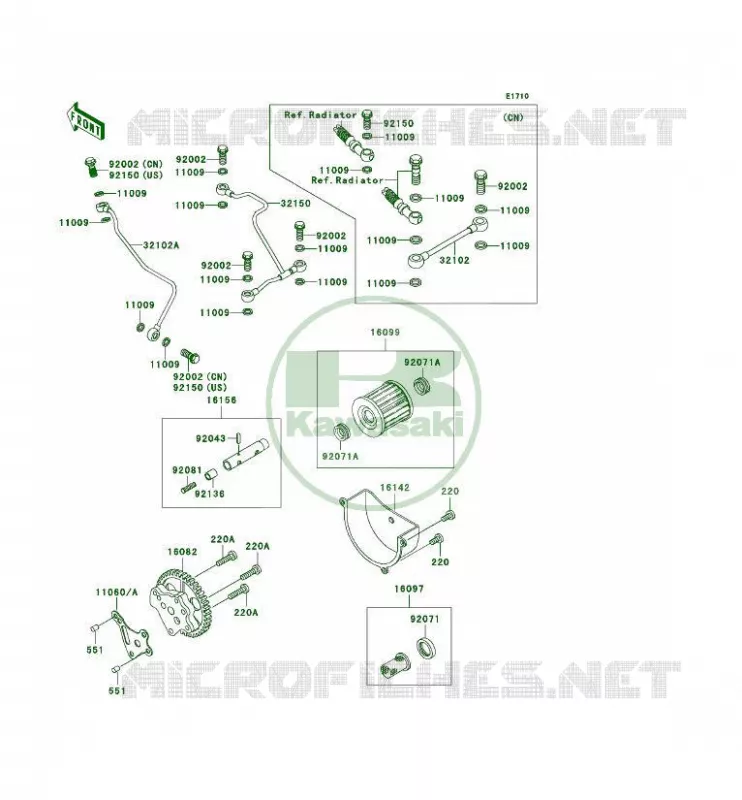 POMPE A HUILE/FILTRE &Agrave; HUILE Kawasaki QUAD 300 1996 KLF300 4X4  KLF300-C8