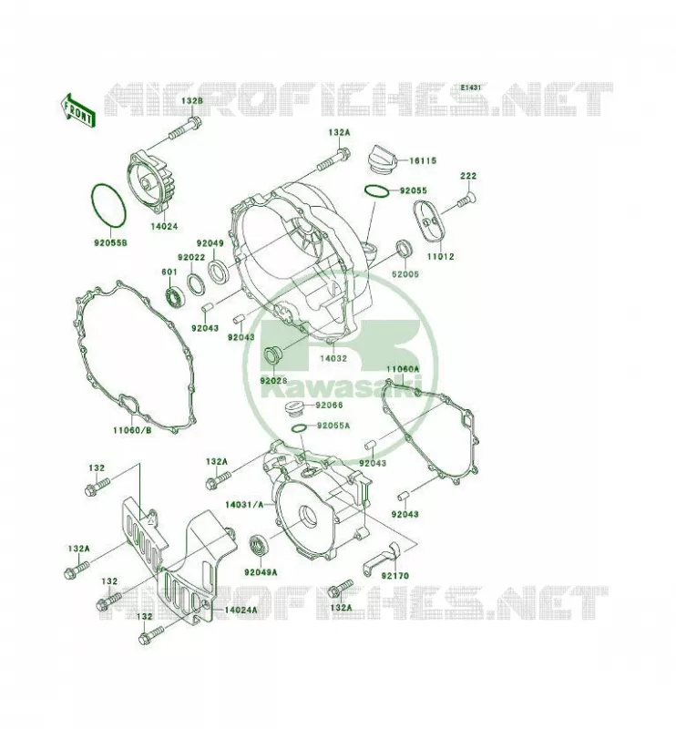 COUVERCLES MOTEUR Kawasaki QUAD 300 1996 KLF300 4X4  KLF300-C8