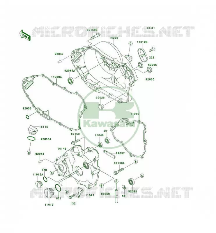 COUVERCLES MOTEUR Kawasaki QUAD 400 1993 KLF400 4X4  KLF400-B1