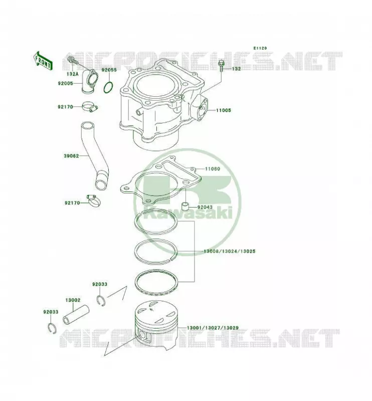 CYLINDRE/PISTON Kawasaki QUAD 400 1993 KLF400 4X4  KLF400-B1