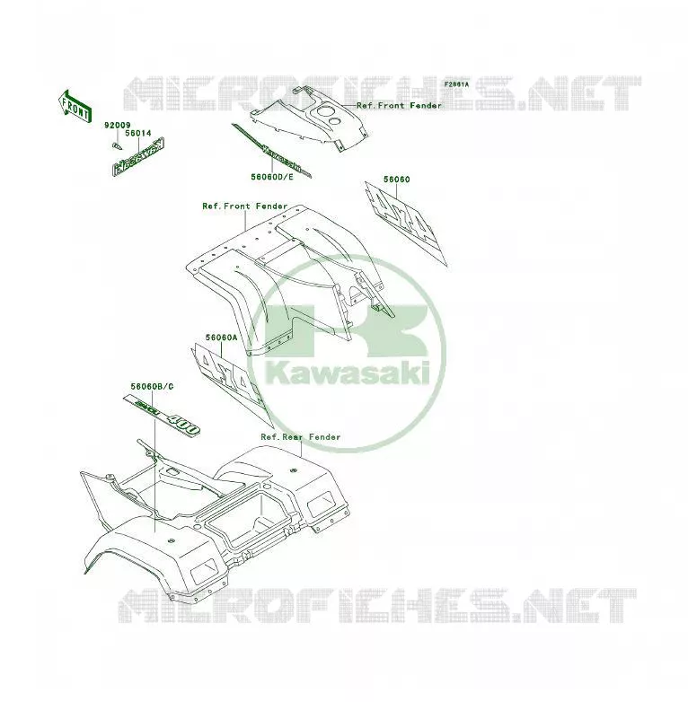 STICKER (AS) Kawasaki QUAD 400 1993 KLF400 4X4  KLF400-B1A