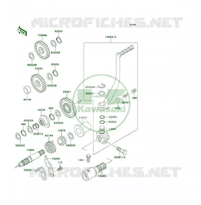 MECANISME DE KICK Kawasaki QUAD 400 1994 KLF400 4X4  KLF400-B2