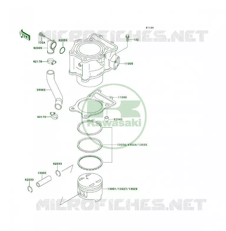 CYLINDRE/PISTON Kawasaki QUAD 400 1995 KLF400 4X4  KLF400-B3