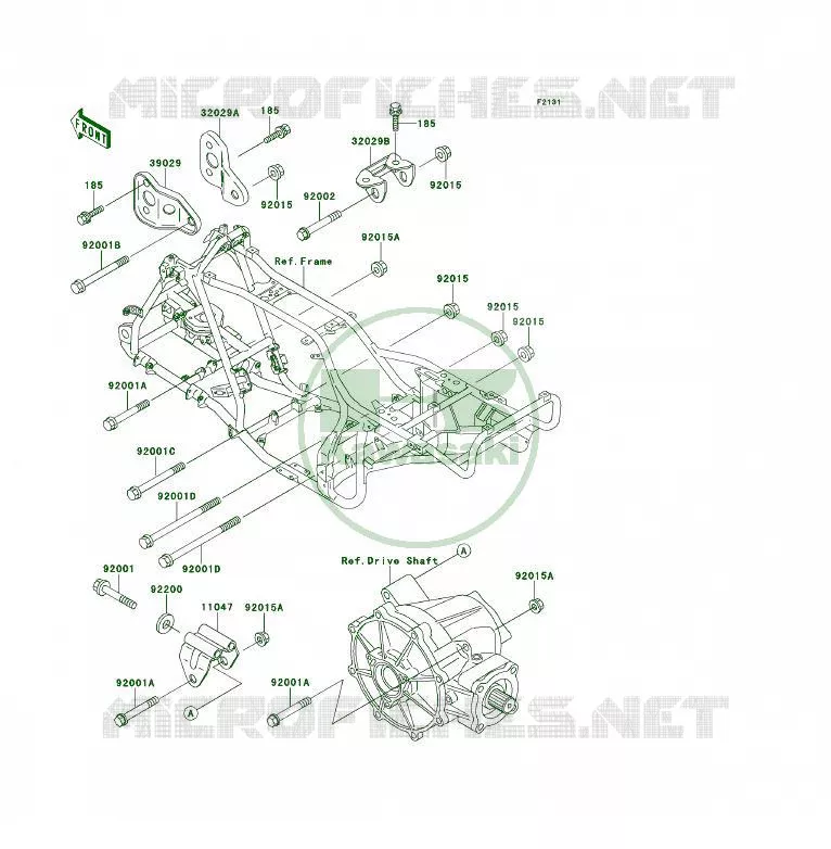 PIECE DE CADRE (COUVERTURE) Kawasaki QUAD 400 1995 KLF400 4X4  KLF400-B3