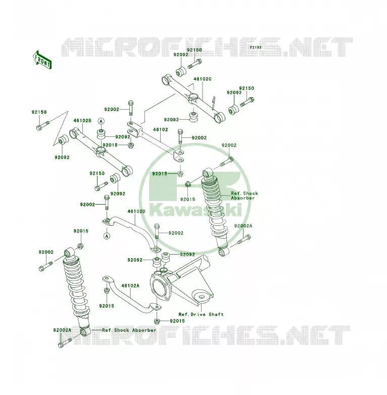 SUSPENSION ARRI&Egrave;RE Kawasaki QUAD 400 1995 KLF400 4X4  KLF400-B3