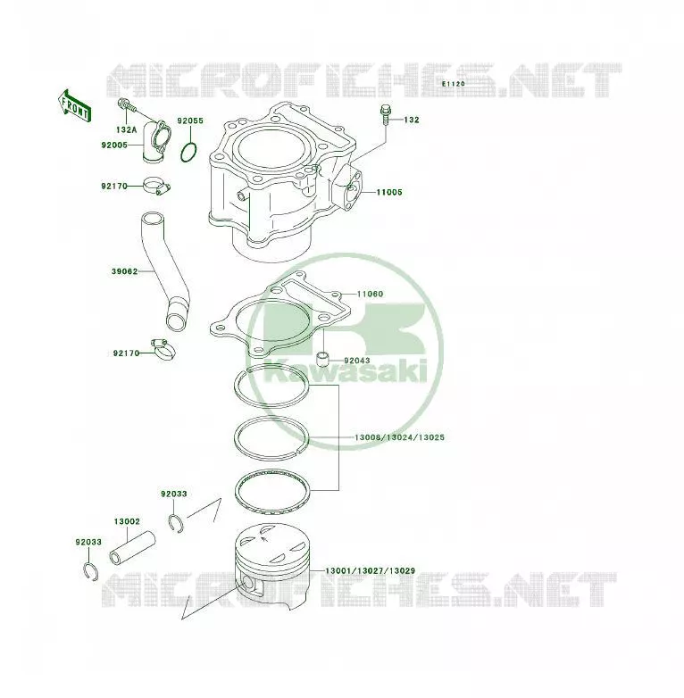 CYLINDRE/PISTON Kawasaki QUAD 400 1996 KLF400 4X4  KLF400-B4