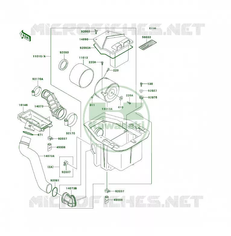 FILTRE A AIR Kawasaki QUAD 400 1996 KLF400 4X4  KLF400-B4