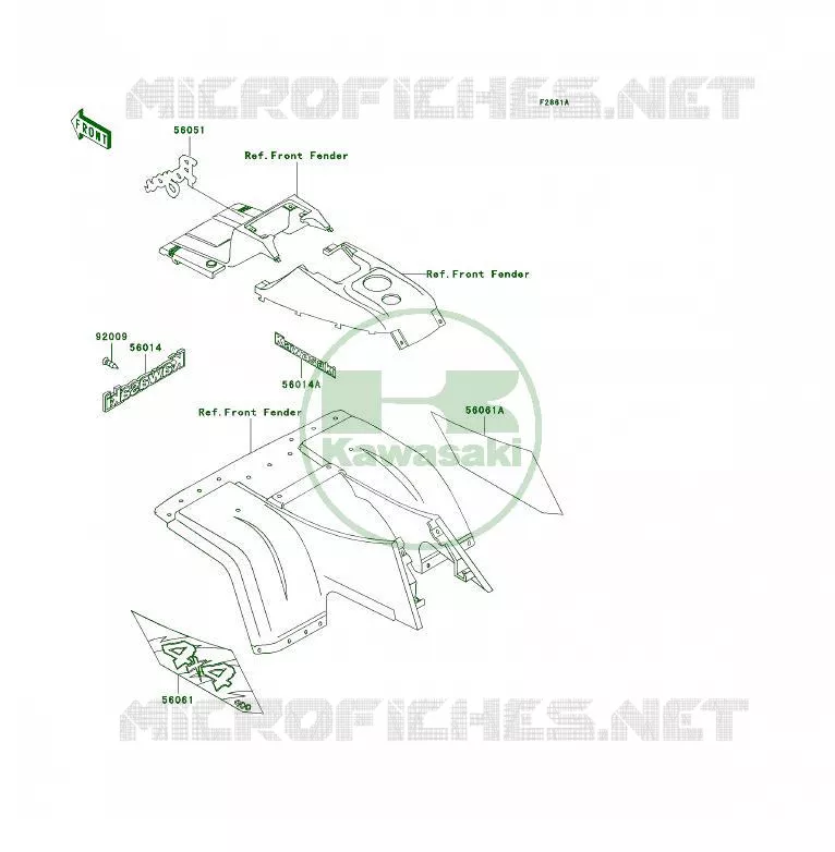 STICKER(GREEN) Kawasaki QUAD 400 1996 KLF400 4X4  KLF400-B4