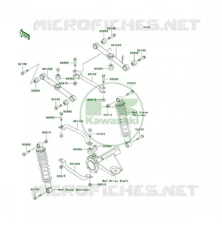 SUSPENSION ARRI&Egrave;RE Kawasaki QUAD 400 1996 KLF400 4X4  KLF400-B4