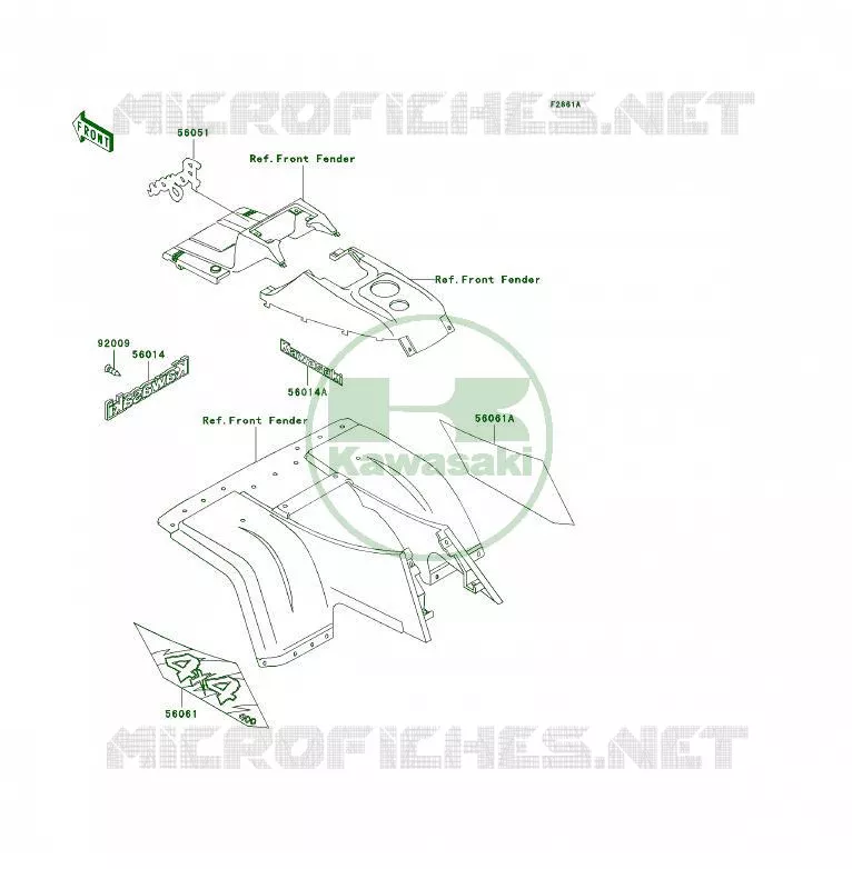 STICKER(GREEN) Kawasaki QUAD 400 1996 KLF400 4X4  KLF400-B4
