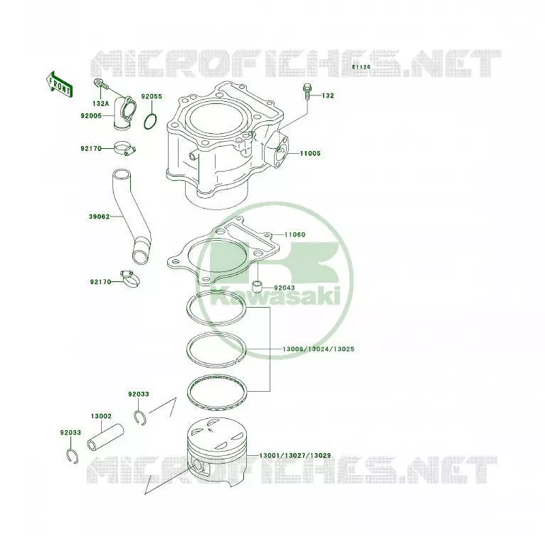 CYLINDRE/PISTON Kawasaki QUAD 400 1996 KLF400 4X4  KLF400-B4
