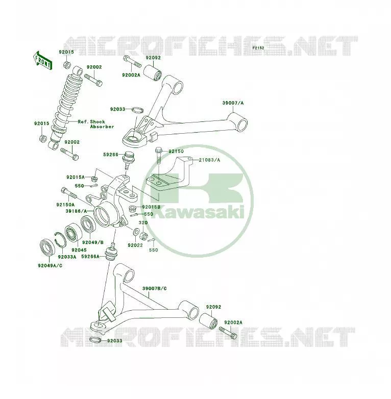 AMORTISSEUR AVANT Kawasaki QUAD 400 1998 KLF400 4X4  KLF400-B6