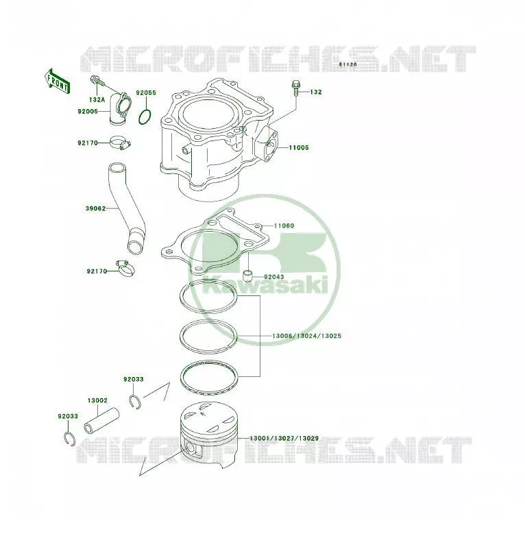 CYLINDRE/PISTON Kawasaki QUAD 400 1999 KLF400 4X4  KLF400-B7