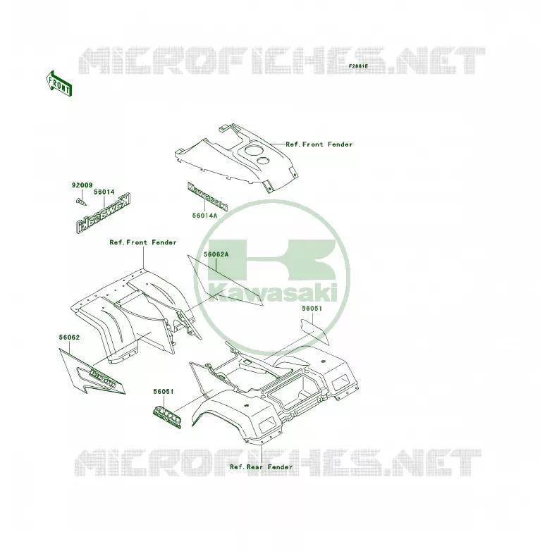STICKER(GREEN) Kawasaki QUAD 400 1999 KLF400 4X4  KLF400-B7