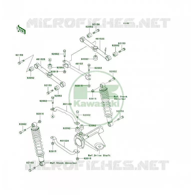 SUSPENSION ARRI&Egrave;RE Kawasaki QUAD 400 1999 KLF400 4X4  KLF400-B7