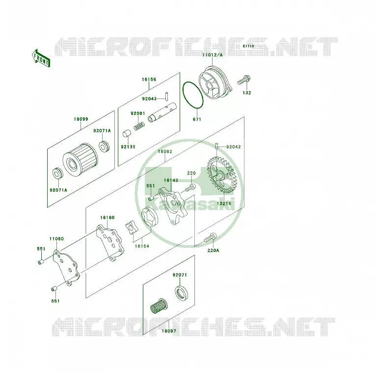 POMPE A HUILE/FILTRE &Agrave; HUILE Kawasaki QUAD 250 1997 KSF250  KSF250-A11