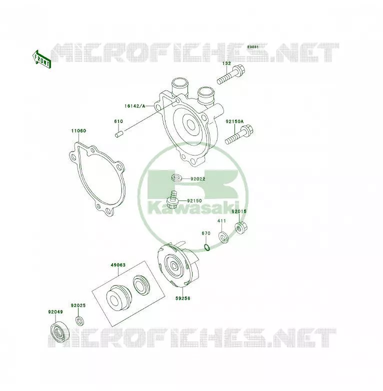 POMPE &Agrave; EAU Kawasaki QUAD 250 2000 KSF250  KSF250-A14