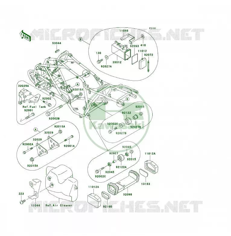PIECE DE CADRE (COUVERTURE) Kawasaki QUAD 250 2002 KSF250  KSF250-A16