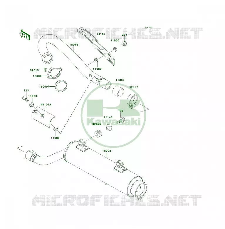 &Eacute;CHAPPEMENT Kawasaki QUAD 250 2003 KSF250  KSF250-A17