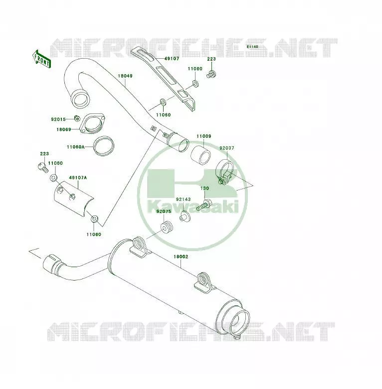 &Eacute;CHAPPEMENT Kawasaki QUAD 250 2004 KFX250  KSF250-A18