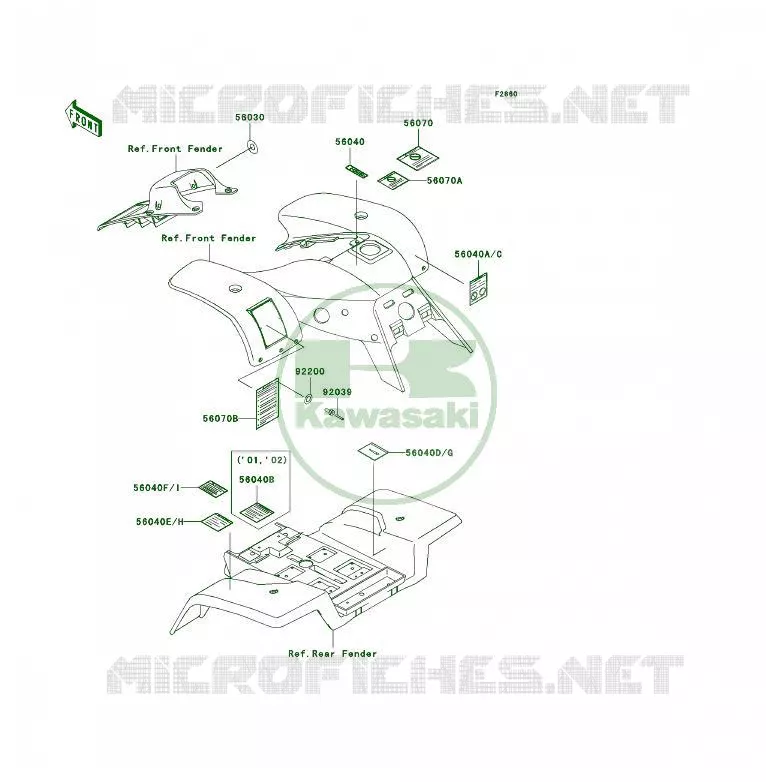 LABEL Kawasaki QUAD 250 2004 KFX250  KSF250-A18
