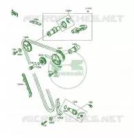 ARBRE A CAME/TENDEUR pour Kawasaki KSF250 1990
