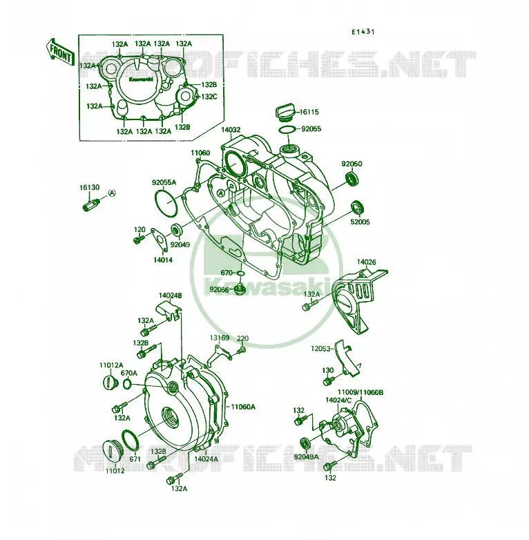 COUVERCLES MOTEUR Kawasaki QUAD 250 1990 KSF250  KSF250-A4