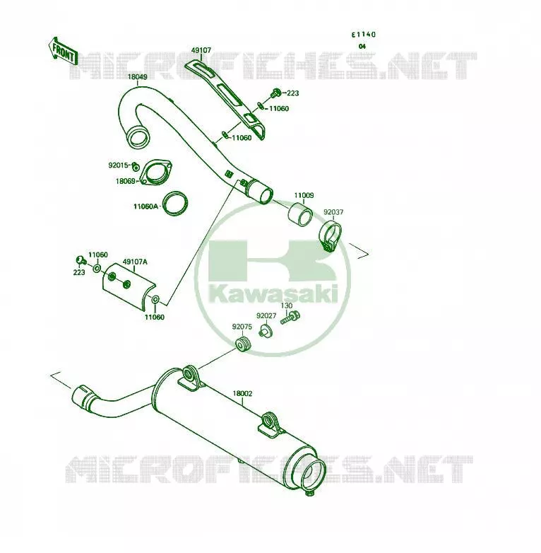 &Eacute;CHAPPEMENT Kawasaki QUAD 250 1990 KSF250  KSF250-A4