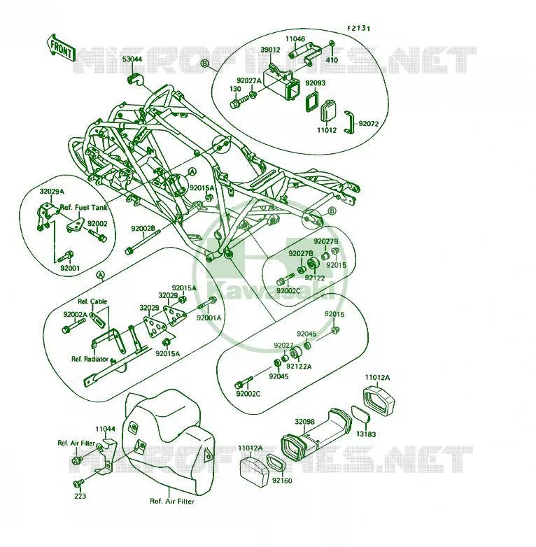 PIECE DE CADRE Kawasaki QUAD 250 1993 KSF250  KSF250-A7