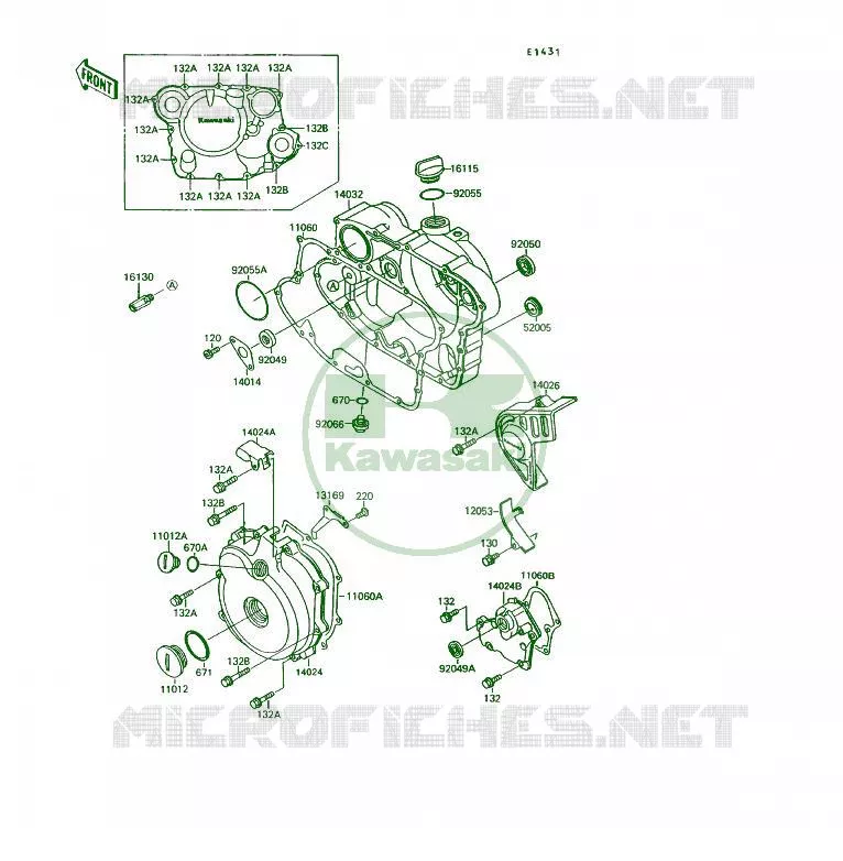 COUVERCLES MOTEUR Kawasaki QUAD 250 1995 KSF250  KSF250-A9
