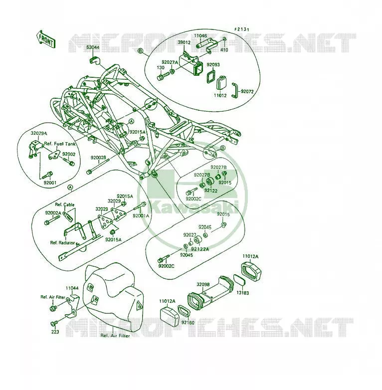 PIECE DE CADRE (COUVERTURE) Kawasaki QUAD 250 1995 KSF250  KSF250-A9