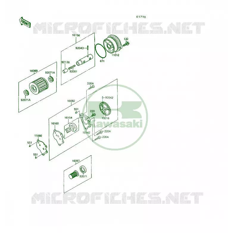 POMPE A HUILE/FILTRE &Agrave; HUILE Kawasaki QUAD 250 1995 KSF250  KSF250-A9
