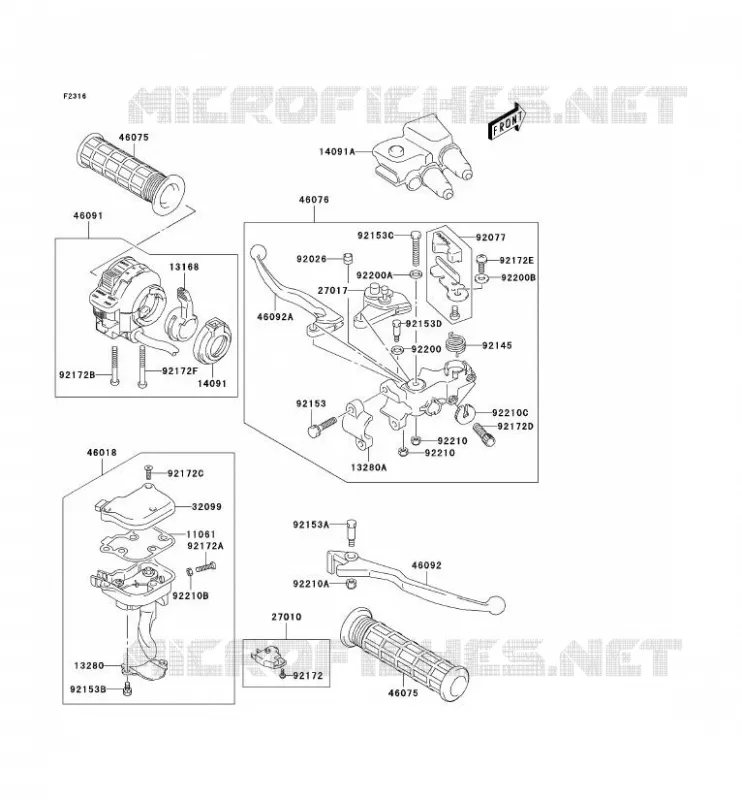 POIGNEE GUIDON(-JSAAK47B32108571) Kawasaki QUAD 400 2003 KFX400  KSF400-A1