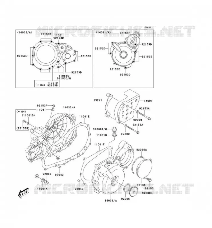 COUVERCLES MOTEUR Kawasaki QUAD 400 2004 KFX400  KSF400-A2
