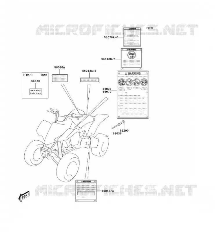 LABEL Kawasaki QUAD 400 2004 KFX400  KSF400-A2