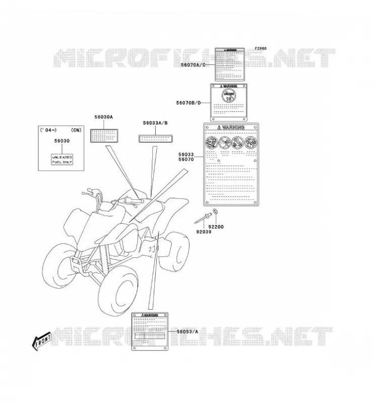 LABEL Kawasaki QUAD 400 2004 KFX400  KSF400-A2