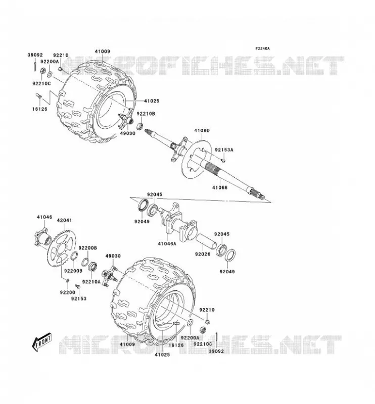 MOYEU ARRIERE Kawasaki QUAD 400 2004 KFX400  KSF400-A2