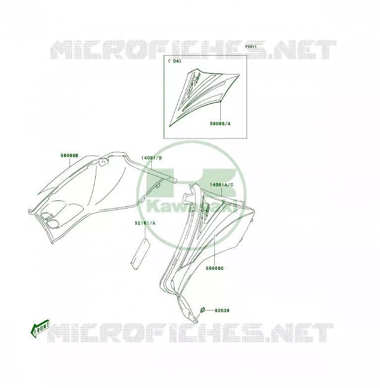 CACHE LAT&Eacute;RAL Kawasaki QUAD 400 2004 KFX400  KSF400-A2