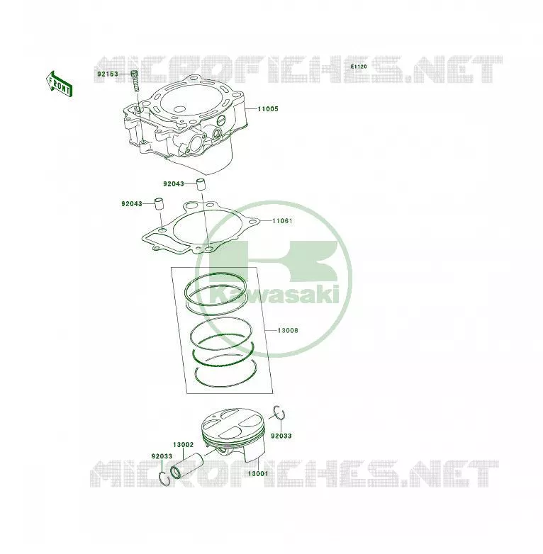 CYLINDRE/PISTON Kawasaki QUAD 450 2008 KFX450R  KSF450B8F