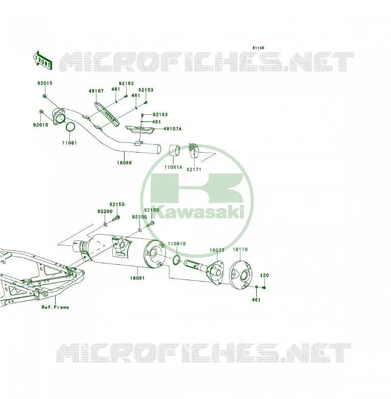 &Eacute;CHAPPEMENT Kawasaki QUAD 450 2008 KFX450R  KSF450B8F