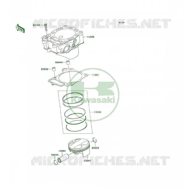 CYLINDRE/PISTON Kawasaki QUAD 450 2009 KFX450R  KSF450B9F