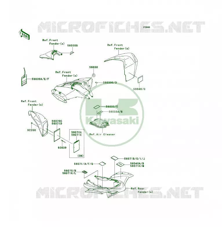 LABEL Kawasaki QUAD 450 2009 KFX450R  KSF450B9F