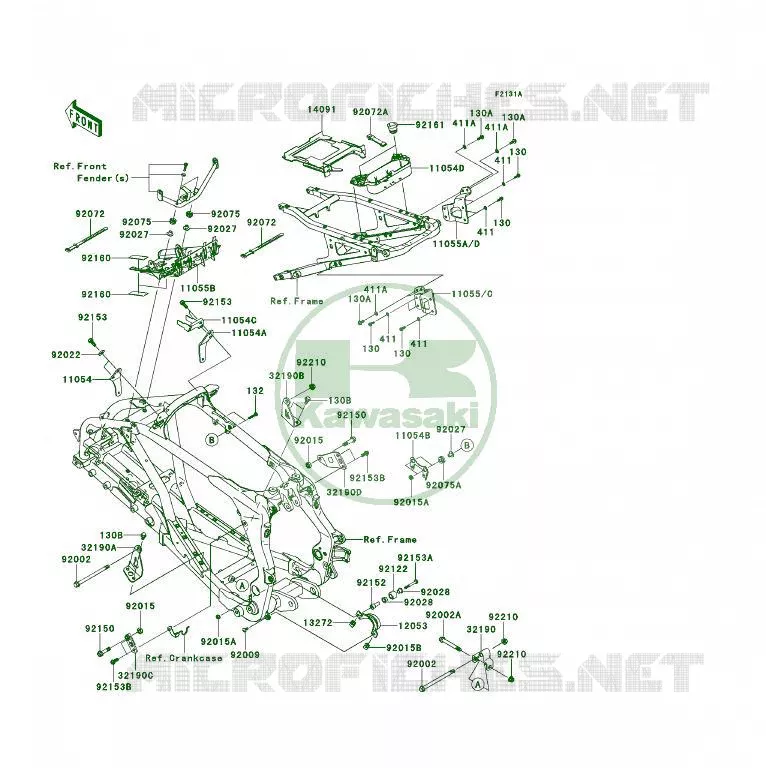PIECE DE CADRE (COUVERTURE) Kawasaki QUAD 450 2009 KFX450R  KSF450B9F