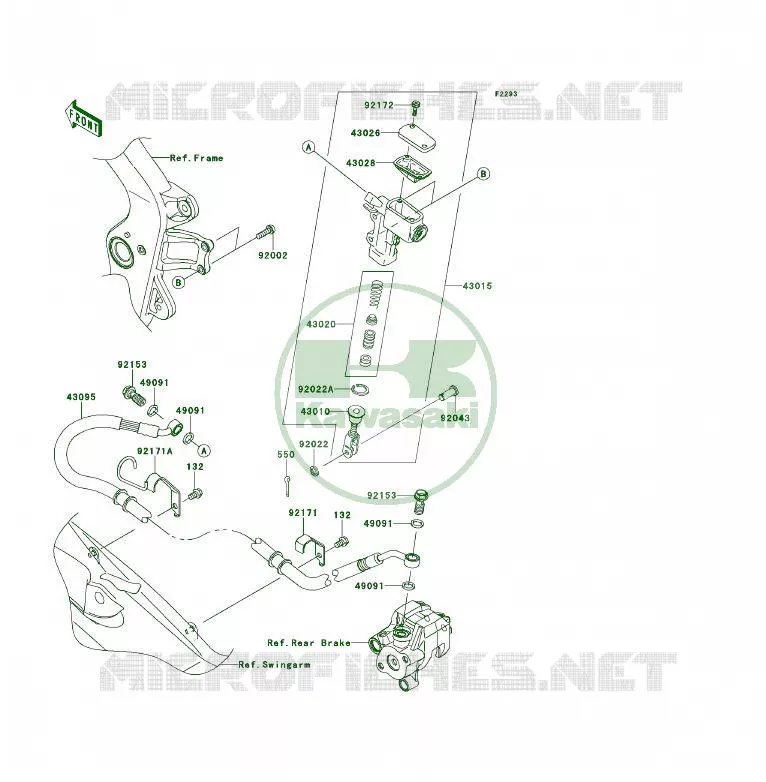 MAITRE CYLINDRE ARRI&Egrave;RE Kawasaki QUAD 450 2009 KFX450R  KSF450B9F