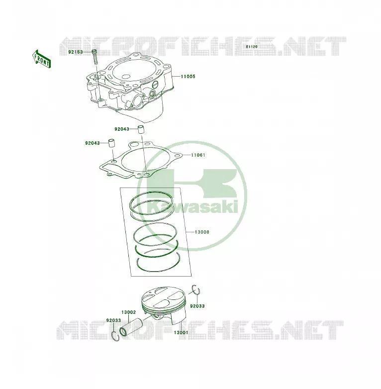 CYLINDRE/PISTON Kawasaki QUAD 450 2009 KFX450R  KSF450B9FB