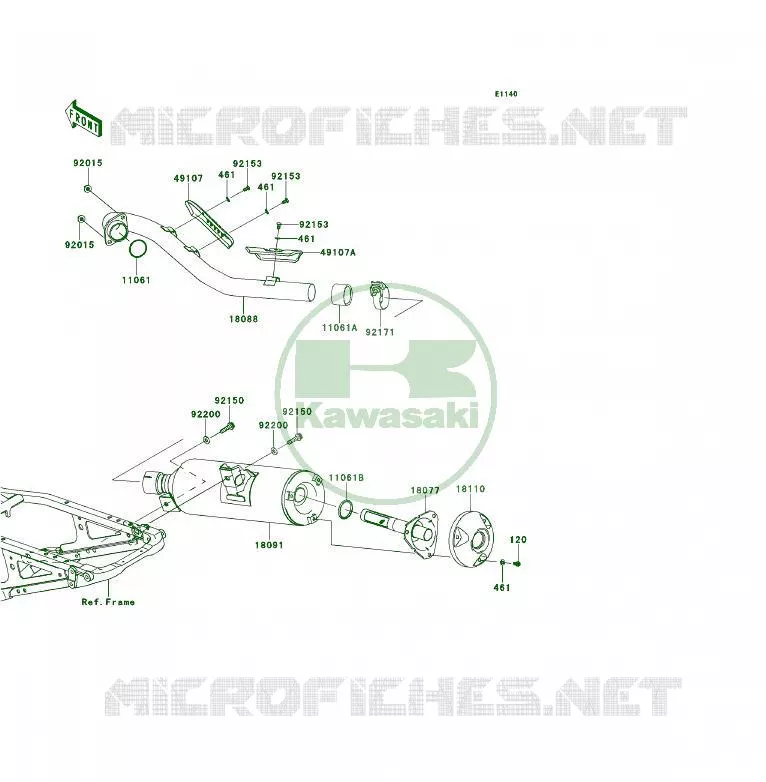&Eacute;CHAPPEMENT Kawasaki QUAD 450 2010 KFX450R  KSF450BAF