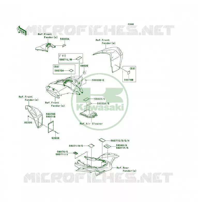 LABEL Kawasaki QUAD 450 2010 KFX450R  KSF450BAF