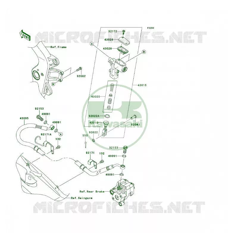 MAITRE CYLINDRE ARRI&Egrave;RE Kawasaki QUAD 450 2010 KFX450R  KSF450BAF